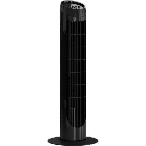 Ventilateur tour 45 W, silencieux et vertical, 3 vitesses, oscillation à 70°, idéal pour le salon, Ø 27 x 75 cm, noir. (1/5)