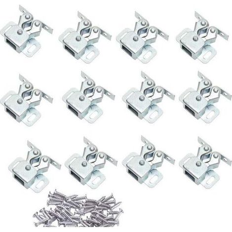Lot de 12 Loqueteau d'Armoire à Double Rouleaux Fermetures Loquets pour Portes Placards Tiroirs Armoire - Zingué (1/4)