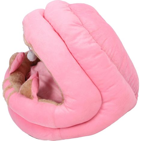 Maison pour chat ultra douce, amovible et lavable, avec oreilles mignonnes, capuche rembourrée, rose, taille M. Niche pour chat d'intérieur. Oreilles mignonnes, coussin amovible et lavable. (1/5)