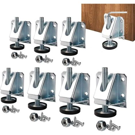 Set of 8 adjustable leveling feet, shock-absorbing floor protectors for furniture, tables, and shelves – Wrench included for easy installation