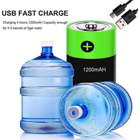 Distributeur automatique d'eau en bouteille de 5 gallons avec chargement USB - Noir (1/4)