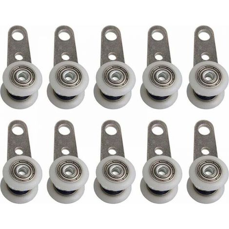 Lot de 10 Roulettes pour baies vitrées ou portes coulissantes - En métal et en plastique - 4,5 X 1,9 Cm (1/5)