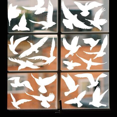 Autocollants pour fenêtres, Protection des oiseaux, Stickers oiseaux, Autocollants statiques anti collision, Décorations de fenêtre adhésives pour vitres (1/5)