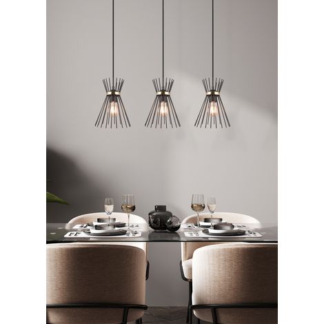Lampada Sospesa Rod Trio Lighting 3xE27 Nero/Oro (1/4)