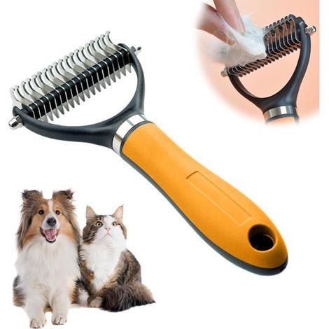 Brosse pour chiens à poils longs, brosse de toilettage pour chiens et chats, élimine le sous-poil et les nœuds (1/5)