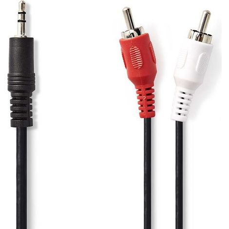 Cable de audio estereo pasador de 35 mm 2x rca hane niquel plateado 500 metros redondo negro lada