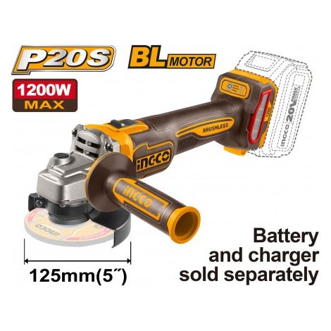SMERIGLIATRICE NUDA BRUSHLESS 1200W. MM.125 INGCO