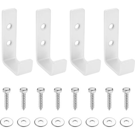 4 Pcs Crochet Mural Garage, Crochet Mural a Visser, Crochets Muraux Robustes, Support Velo Mural Garage, Crochets en J pour Garage, Crochets de Rangement pour Accrocher Objets Encombrants, Blanc (1/5)