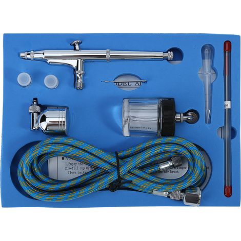 Kit de pistolet à peinture aérographe double action avec aiguilles 0.2mm, 0.3mm et 0.5mm pour art et maquettes. (1/5)