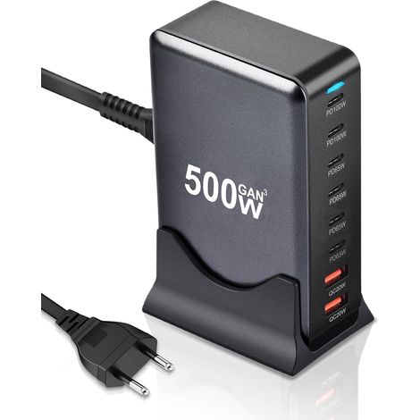 Chargeur GaN Desktop 500W, Station de Charge Rapide 8 Ports (1/5)