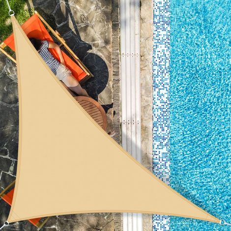 Toldo triangular impermeable SHADE de 3x3x4,3 m con protección UV para patio, jardín y exteriores. (1/4)