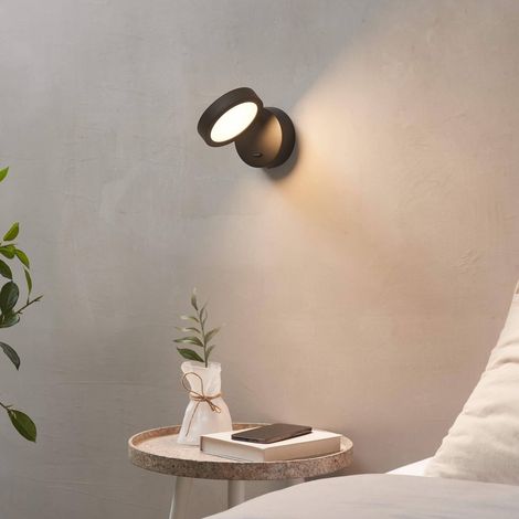 Schwarze LED-Wandleuchte 6W minimalistisch für Kopfteil - Kechia