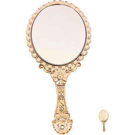 Miroir de Poche Compact Vintage Rouge Doré Baroque - Petit Miroir de Maquillage Portable Femme Voyage Reflet Fidèle