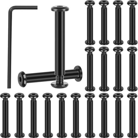20 Pièces Vis de Connexion M4 x 30mm, Vis Assemblage Meuble en Acier Inoxydable avec Clé Hexagonale, Vires de Reliure, Vires de Raccordement pour Meubles Armoires, Planches de Bois (1/5)