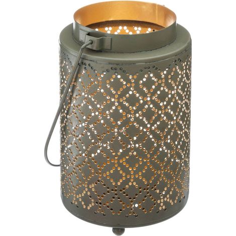 Lanterna di design in metallo H13cm - Modello e oliva - Atmosphera créateur d'intérieur (1/5)