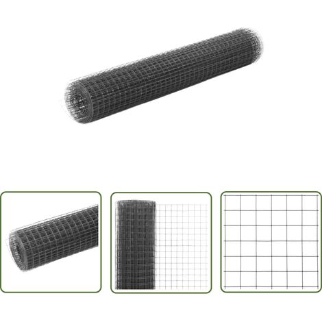 vidaXL Drahtzaun Stahl mit PVC-Beschichtung 25x1 m Grau