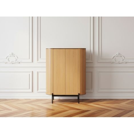 BOBOCHIC - Buffet haut arrondi 2 portes 107 cm AMBOISE couleur chêne (1/5)