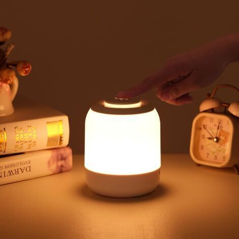 Wireless Rechargeable Touch LED Bedside Lamp, Dimmable Night Light for Adult and Child Bedroom, Living Room, Camping, 3 Temperatures (1/5)