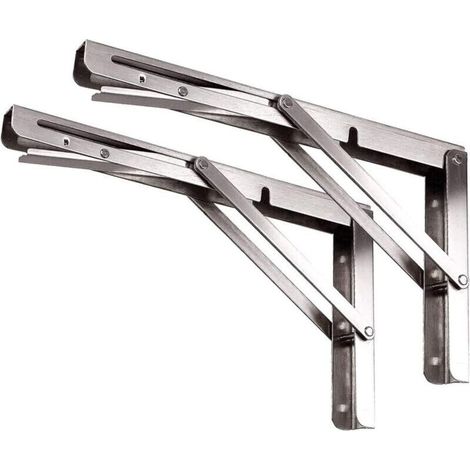 Klappkonsole 490 mm, Klappbare Konsolenhalterung aus Edelstahl, Wandregalhalterung (2 Stück mit Befestigungsschrauben) - Ineasicer (1/4)