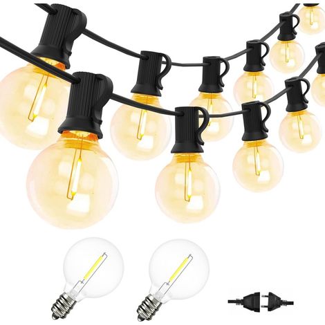 Luci a stringa LED per esterni - Luci a stringa collegabili - Illuminazione da giardino - Cavo con spina LED impermeabile e filo in lega - Illuminazione per feste