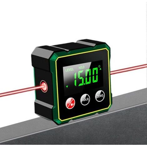 LAN Digitaler Winkelmesser mit elektronischem Laser-Nivelliergerät, Neigungsmesser, leistungsstarker 4-seitiger magnetischer Winkelmesser mit Hintergrundbeleuchtung, Messwerkzeug für Tischkreissägen (1/5)
