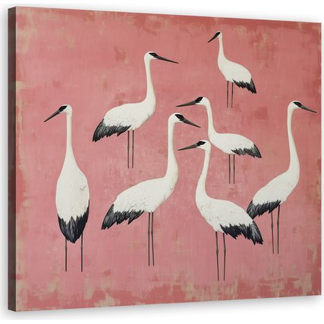 Quadro su tela, Uccelli Gru Rosa - 50x50 (1/5)