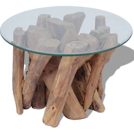 FIMEI Table basse Bois flottant de teck massif 60 cm (1/5)