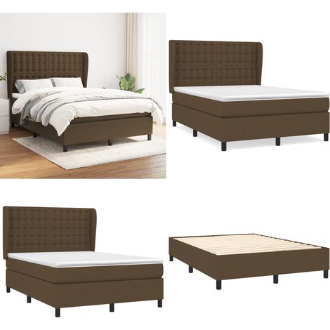Boxspringbett mit Matratze Dunkelbraun 140x200 cm Stoff - Boxspringbett - Doppelbett - Lattenrost - Bettrahmen - Massivholzbette - Home & Living (1/5)
