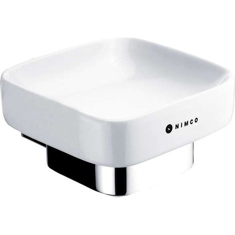 Nimco Kibo - Seifenschale mit Halter, weiß Keramik / chrom Ki 14059K-26