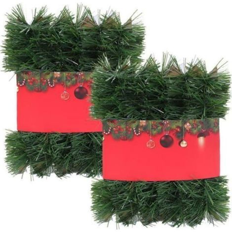 2pcs Herbe Verte Guirlande Décoration de Noël ANNEFLY Artificielles Fait à Main Couronne de Fleurs Idéal Déco Noël Vert 270CM Vert (1/4)