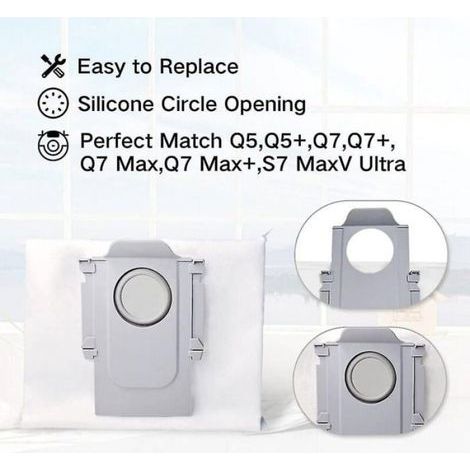 Sac À Poussière - Pour Robot Aspirateur Roborock Q5+ S7 Maxv Ultra - 2 5 L - Blanc - 4 Pièces (1/2)