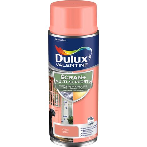 ECRAN+ MULTI-SUPPORTS EXTERIEURE - Peinture en Phase Aqueuse Éxtérieur - Satin Corail aérosol 400 ml - Dulux Valentine