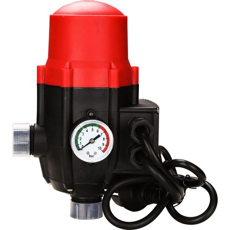 Randaco Presostato bomba agua 10 bar con cable protección funcionamiento en seco controlador bomba presión interruptor presión sobrepresor - Rojo