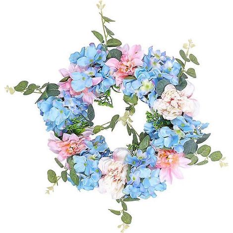 Couronne de fleurs printanières à suspendre à la porte d'entrée pour une cérémonie de fiançailles (1/4)