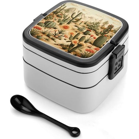 Sac à lunch double compartiment avec cuillère et poignée (1/5)