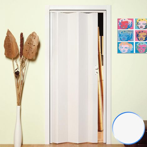 Porta a soffietto da interno in pvc 83x214 cm mod. Maya colore bianco pastello (1/2)