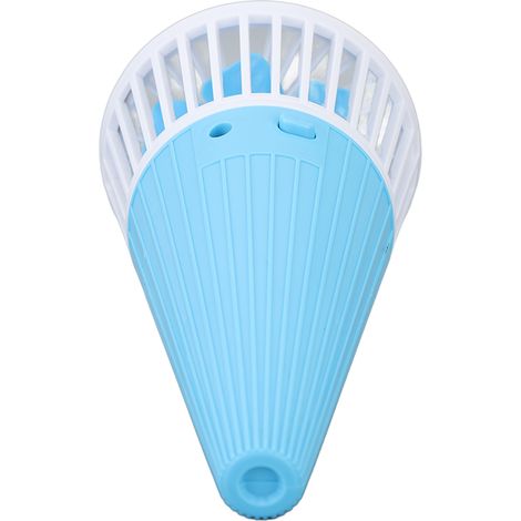 Mini ventilateur de table portable en forme de cône, à suspendre autour du cou, blanc. (1/5)
