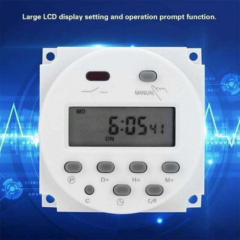12V Mini LCD Numérique LCD Puissance Programmateur Hebdomadaire Commutateur de Relais Minuterie Numérique Commande de Minuterie de Puissance avec couvercle étanche Blanc,de (1/3)