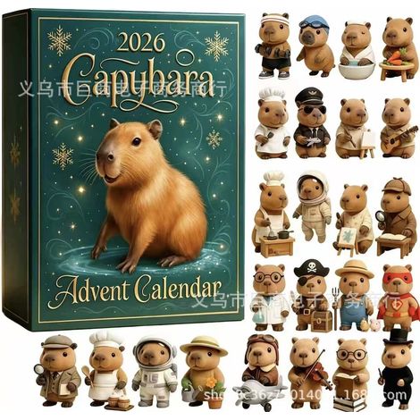 Calendrier de Compte à Rebours Halloween et Noël, Thème Capybara, Boîte Surprise, Pendentif Acrylique