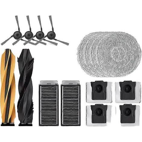 16 pièces pour aspirateur Dreame X50 Ultra / X50 Master / X50 Ultra Complete : brosse principale latérale, brosse latérale principale, filtre de nettoyage et sacs à poussière (1/5)