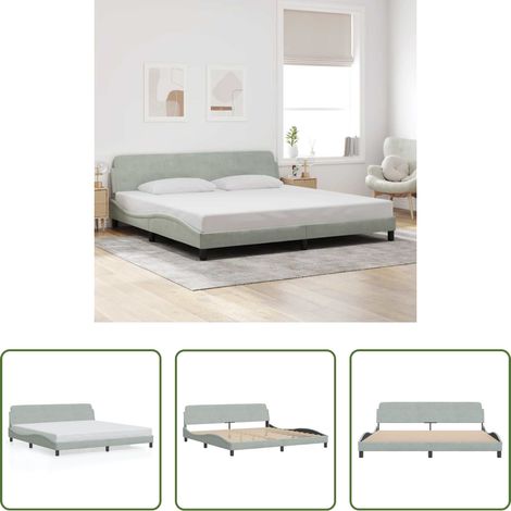 Kopfteil -  Bettgestell "Dover" Hellgrau 200x200 cm Samt (1/5)