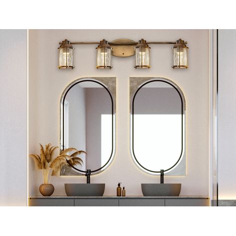 Wandleuchte ASHLAND BAY in Messing für Badezimmer & Wohnraum, Breite 86cm