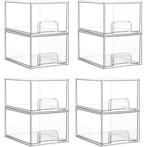 Schubladen Acryl stapelbar Organizer Kosmetik Küche Transparent 8 Pack (1/5)