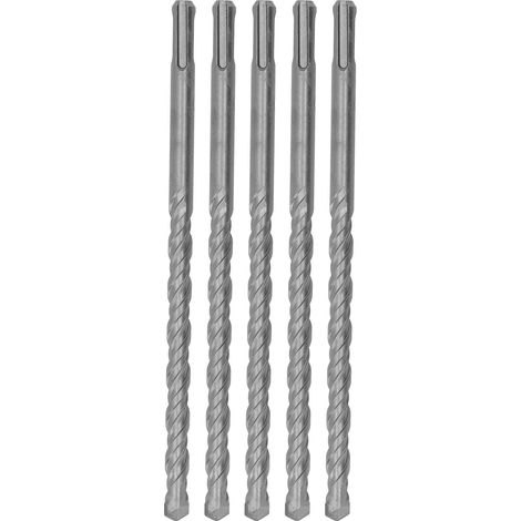 5 pièces forets à percussion avec pointe en carbure foret de marteau rotatif 2 spirales à cannelures pour béton de brique 210mm 12mm/0,47 pouces