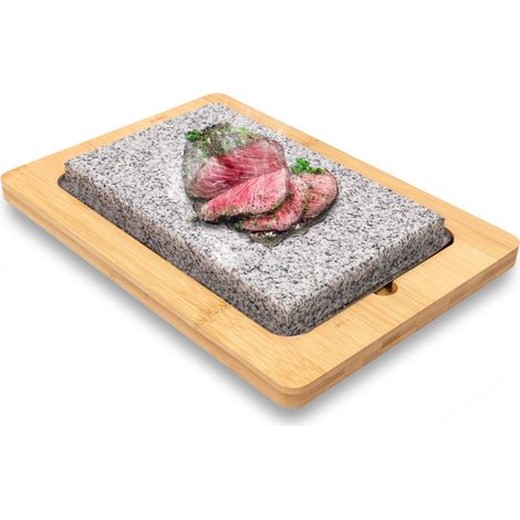 Gril en Pierre Chaude Sizzle avec Plateau en Bambou – Gril de Table en Granite avec Poignées Antidérapantes, Contrôle de Température Réglable, Température Max 288°C (1/5)