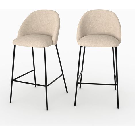 Lot de 2 chaises pour îlot central en tissu bouclé crème 66 cm - KARL (1/5)