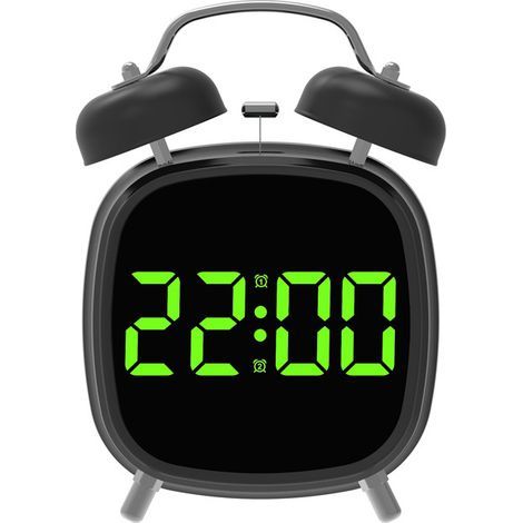 LED-Uhr, Multifunktionsuhr, Wecker, Digitalwecker, für den Heimgebrauch, laute Lautstärke - grünes Licht (schwarzes Gehäuse)