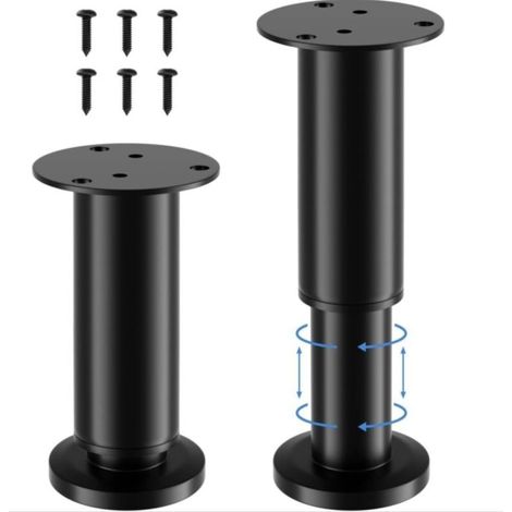 [NIEMALS VERWENDET] 4-teiliges Möbelbein-Set, verstellbare Möbelbeine aus Edelstahl, Badezimmermöbelbeine, höhenverstellbar 12-18 cm, 16 schwarze Edelstahlschrauben