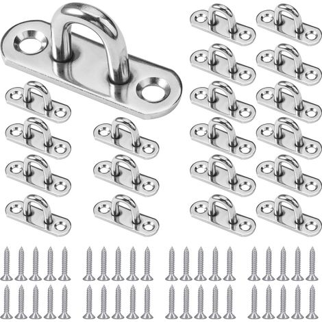 20 Stück – U-förmige Deckenhalterung – Edelstahl – Basis 15 x 45 mm – Wandösenplatte für Boot, Yoga, Kronleuchter
