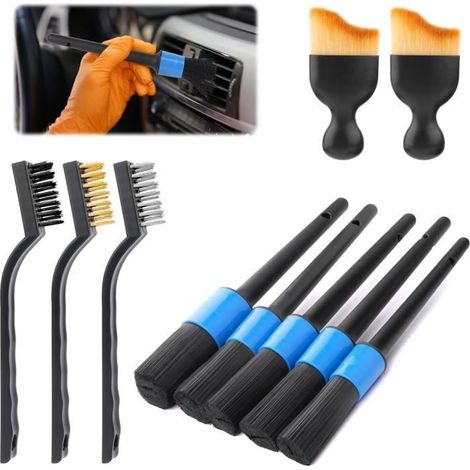 Kit Brosse Nettoyage Voiture,Brosse Jante Voiture, Pinceau Detailing Auto, Detailing Auto Brosse à Poils,élimine Efficacement Taches (1/4)